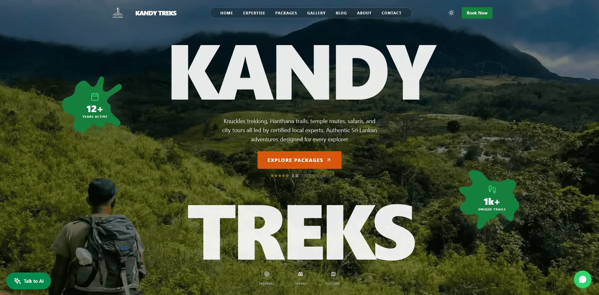 Kandy Trekking Tours premium website presentation
